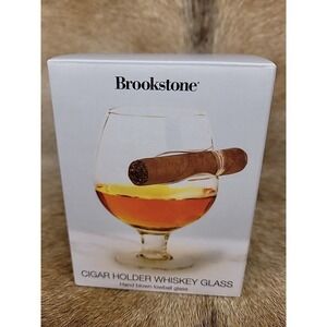New Brookstone Crystal Glass Whiskey Indented Cigar Holder Lowball Hand Blown